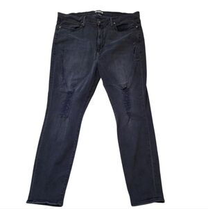 Good American Jeans Good Waist Black Denim Stretchy High Waist Distressed Sz 24